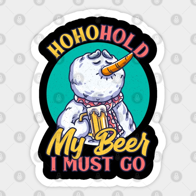 Ho Ho Hold My Beer Christmas Drinking Snowman funny Xmas Sticker by creative